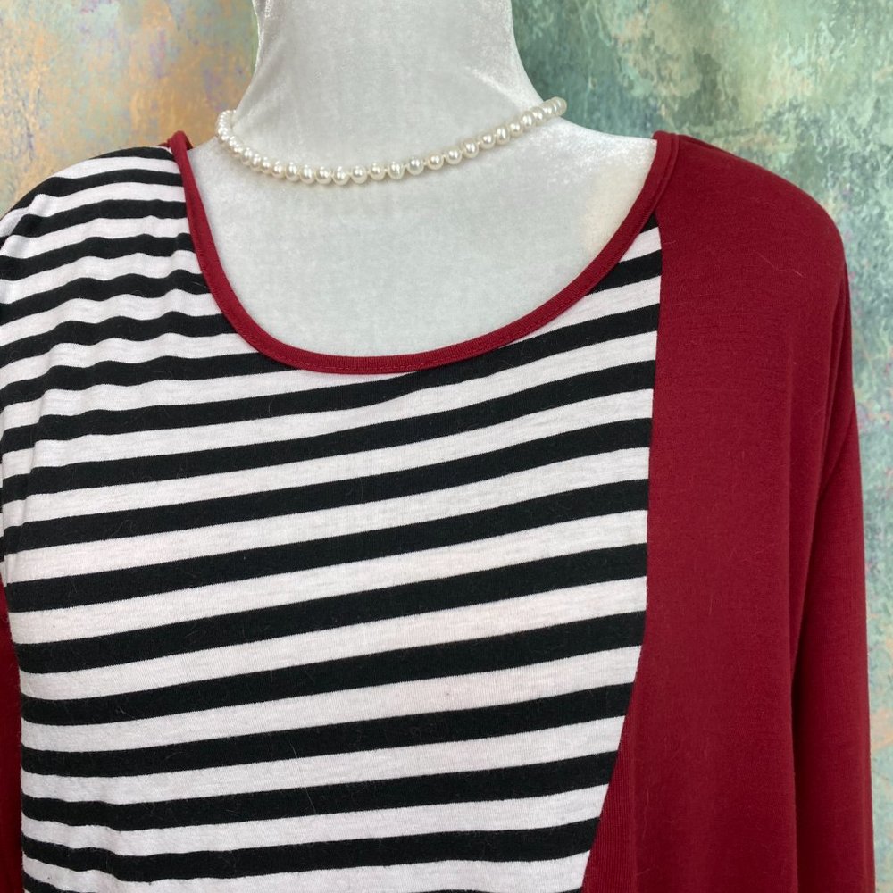 📌Xin Yi  Asymmetric Striped Tunic - long Shirt - Picture 3 of 15